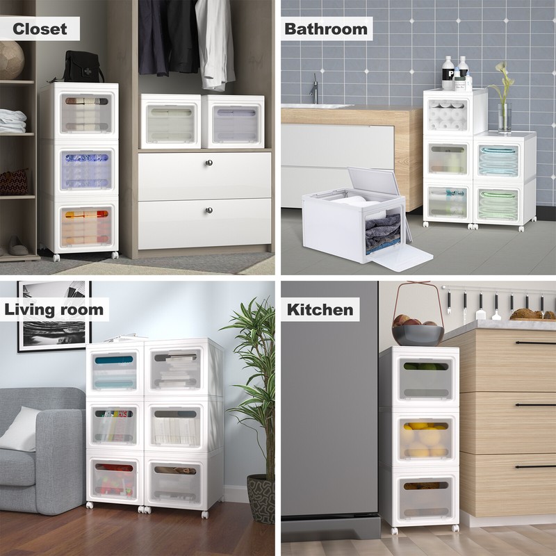 3Pcs 30QT Large Stackable Storage Bins with Lid, Plastic Closet Organizer gallery