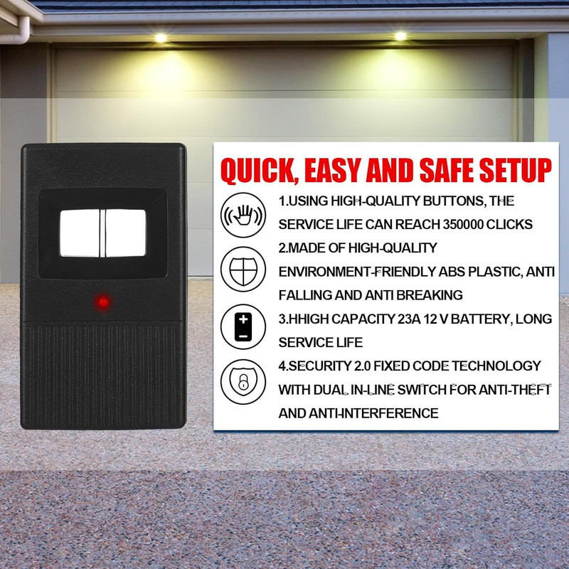 2 Pcs 8 Dip Switch Garage Door Remote Two Button Garage Remote Compatible with L gallery