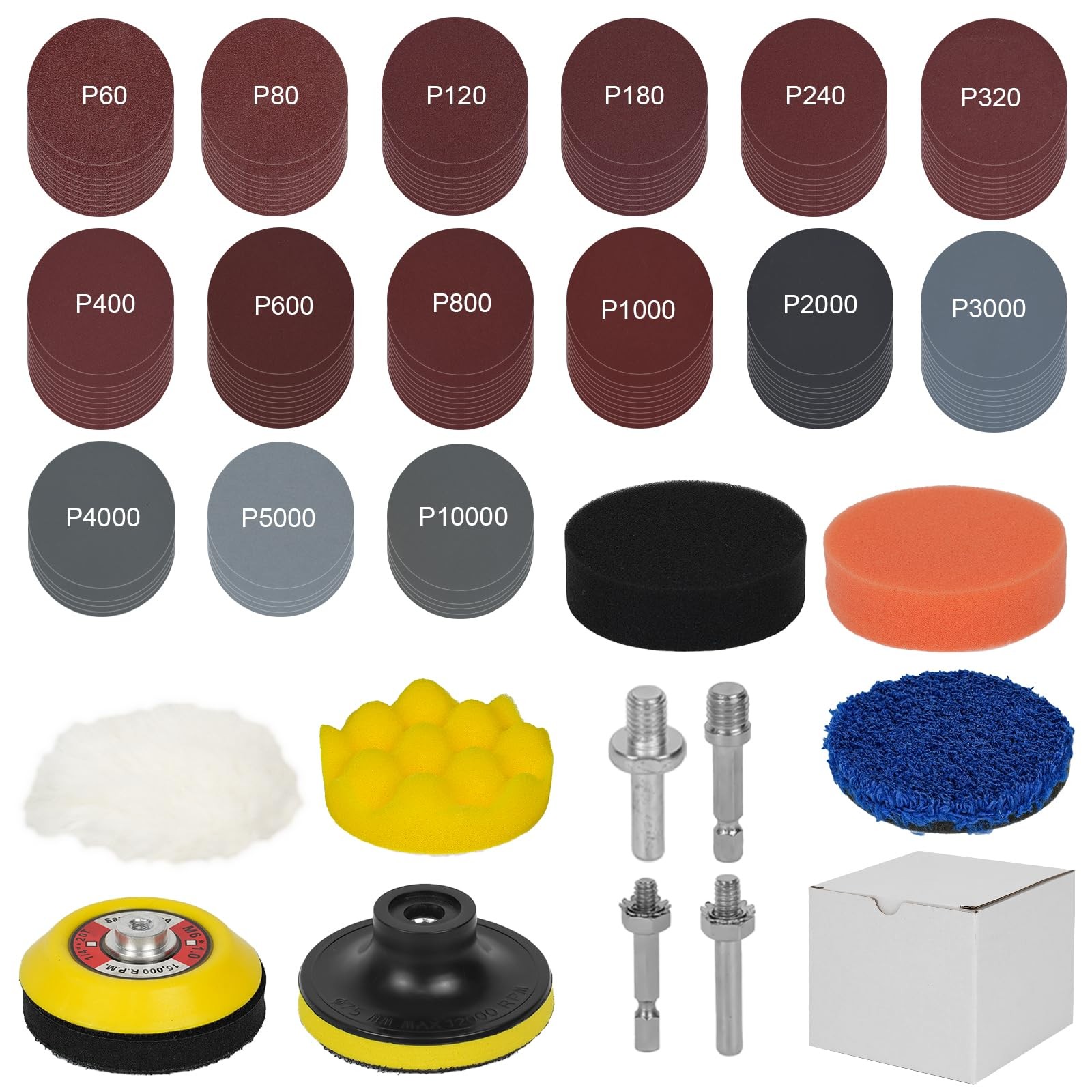 142pcs 3 Inch Sanding Discs Pad Kit, Grit 60-10000 Dry Wet Sandpaper with 5 S... gallery