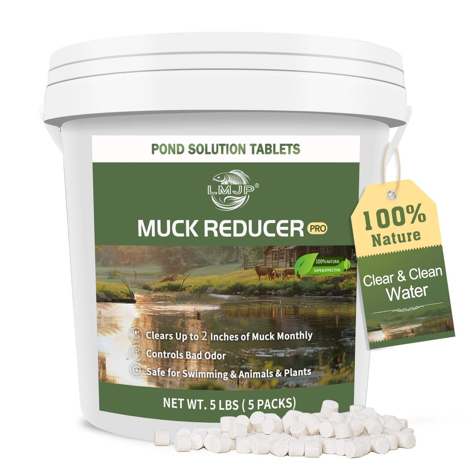 LMJP Muck Reducer - 5LB Natural Sludge Solution Tablets for Ponds & Lakes, Aw... gallery