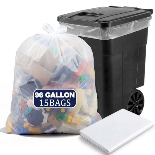 AmazingSpark 95-96 Gallon Extra Large Trash Bags Count Heavy Duty 15 White gallery