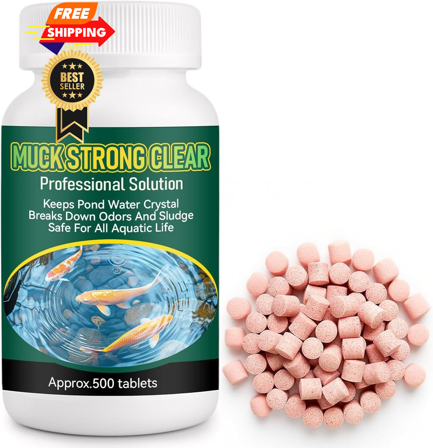 Muck Reducer, Professional for Fishpond, Baths & Fountains, 500g1pack, green gallery