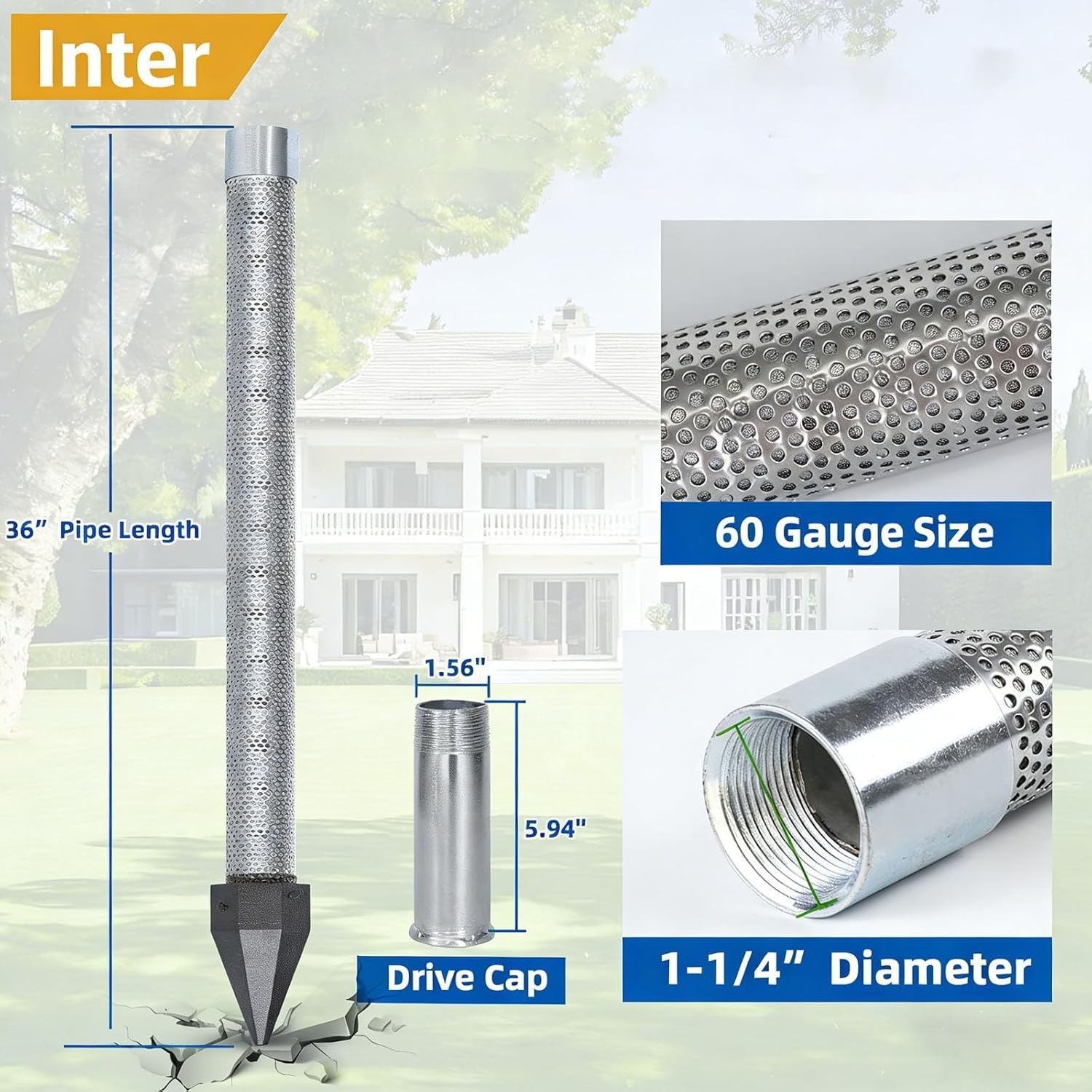 Well Drive Point Kit, 1-1/4 Inch Stainless Steel Sand Point Well with 60 Gauze M gallery