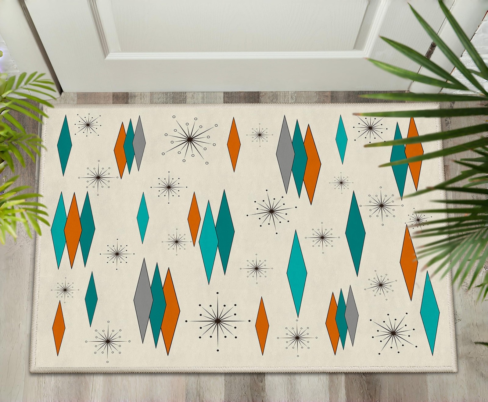 Hikenviu Mid Century Modern Small Entryway Rug Carpet 2X3 Non Slip Washable gallery