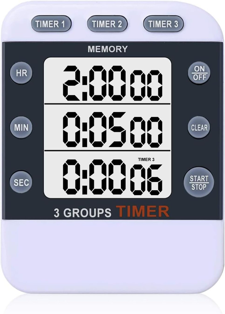 Digital Dual Kitchen Timer for Cooking, 3 Channels Count Down/Up Triple Multi Ti