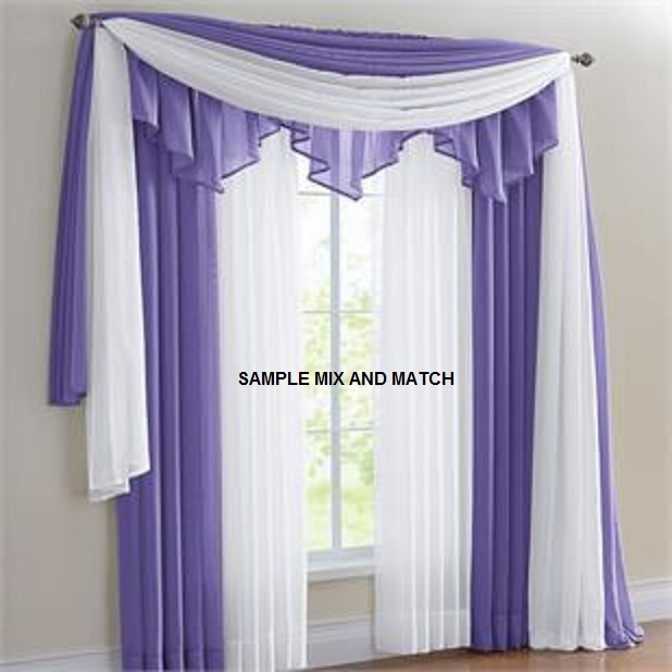 1 PC SCARF VALANCE TOPPER CASCADING VOILE SHEER FABRIC 35"-37" WIDE X 216" LONG gallery