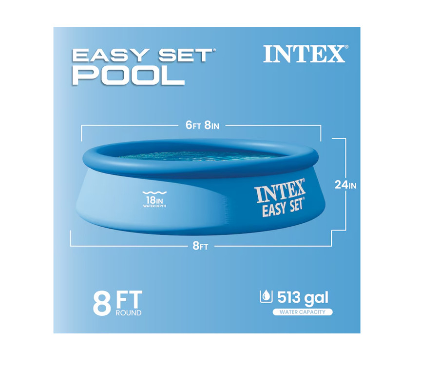 [ BIG SALE ]Intex 8' x 24" Easy Set Circular Vinyl Inflatable Swimming Pool Blue gallery
