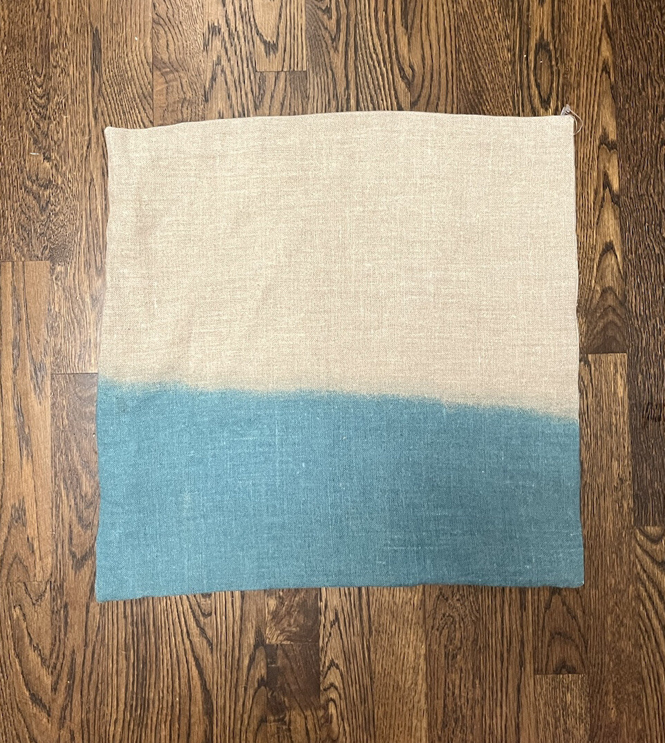 Surya Turquoise Blue & Flax Multicolored Linen Pillow Cover Cushion 20” NEW! gallery
