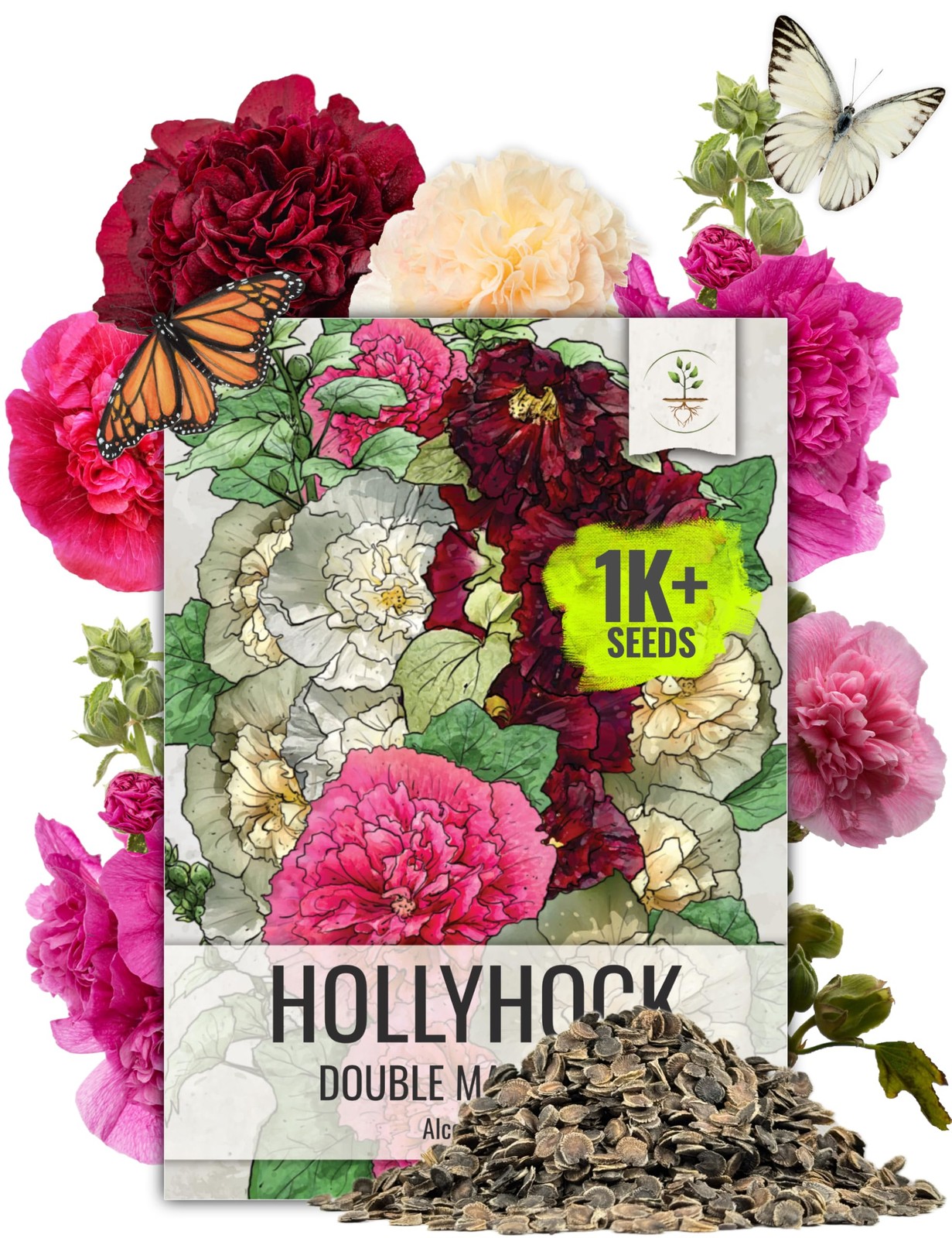 Seed Needs Hollyhock Seeds Double Majorette Blend | 1,000+ Heirloom Seeds Alc... gallery