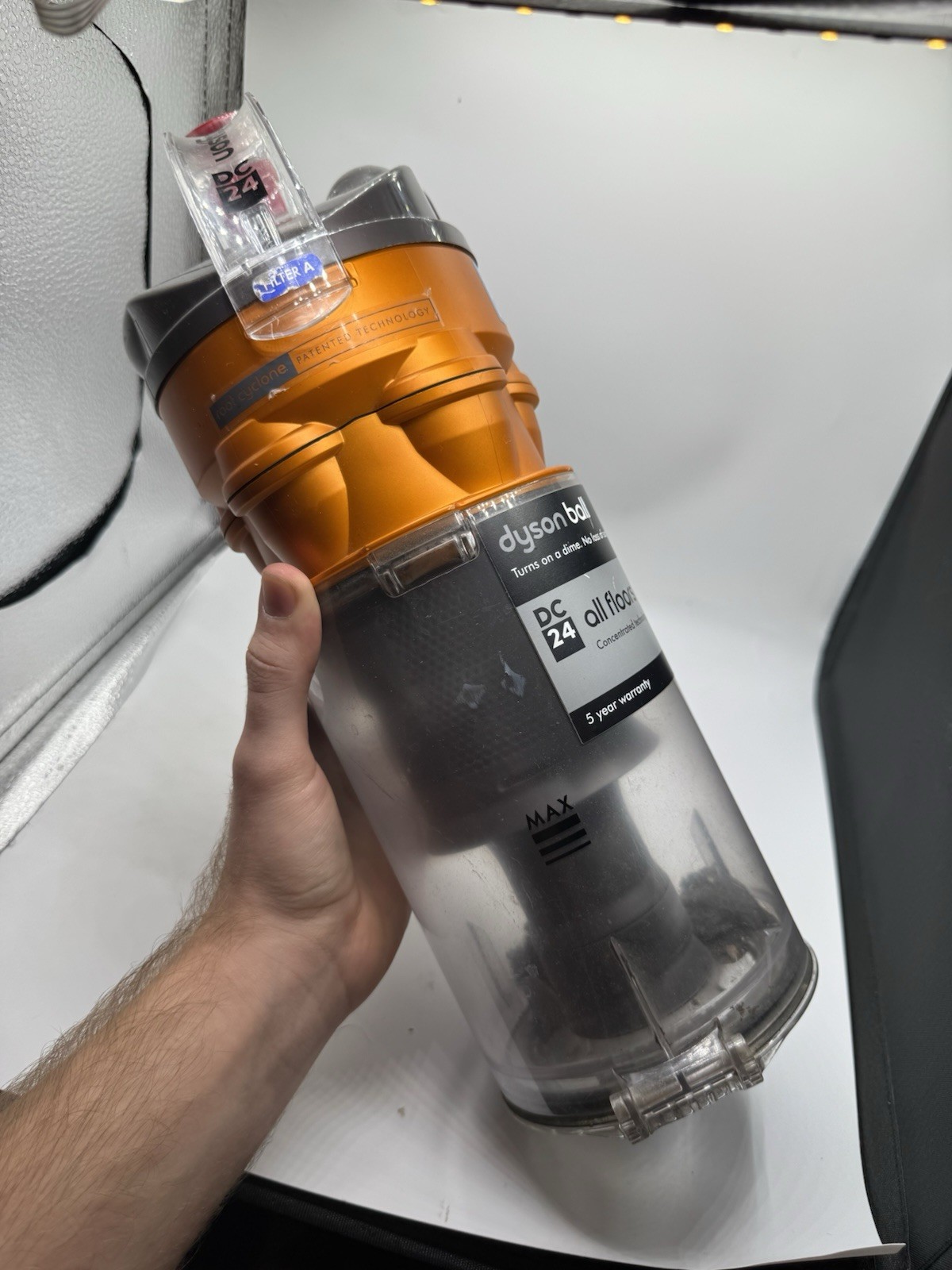 Dyson DC24 Multi Floor Vacuum Orange Cyclone Canister Dirt Dust Bin OEM gallery