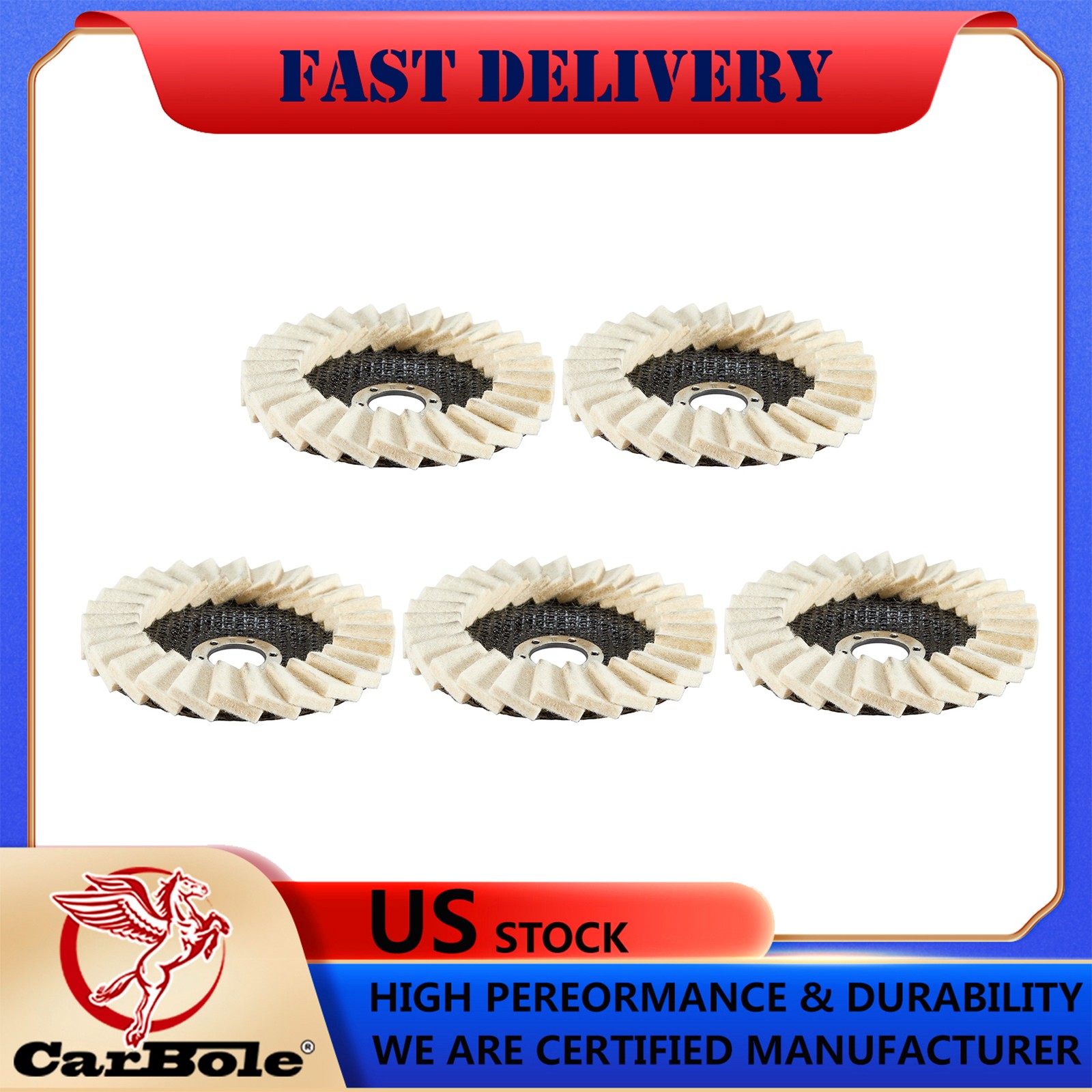 5x 4.5" Wool Polishing Wheel Flap Felt Buffer Pad Polishing Finishing Disc US gallery