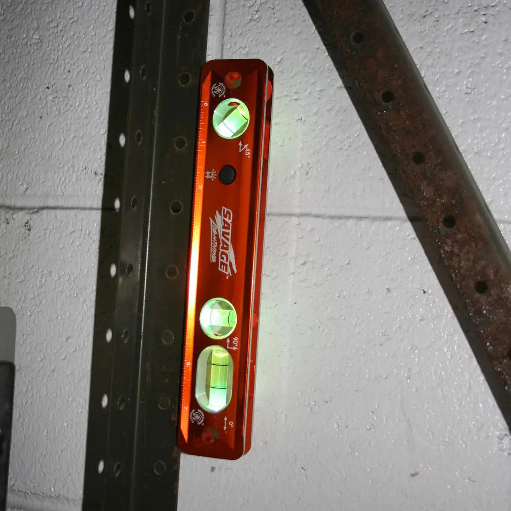 9 In. Aluminum Lighted Magnetic Torpedo Level with 3 Bubble Vials, Etched Ruler gallery