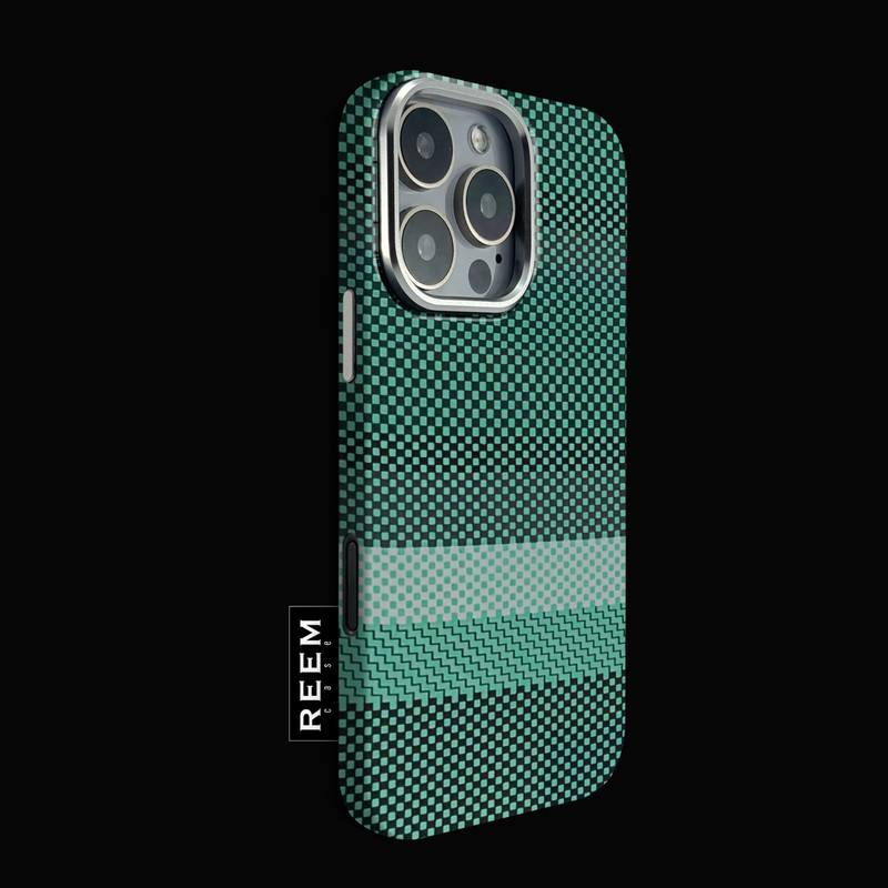 Green iPhone 15 Pro Max magsafe case, aramid fiber rugged cover iPhone 16 15 14 gallery
