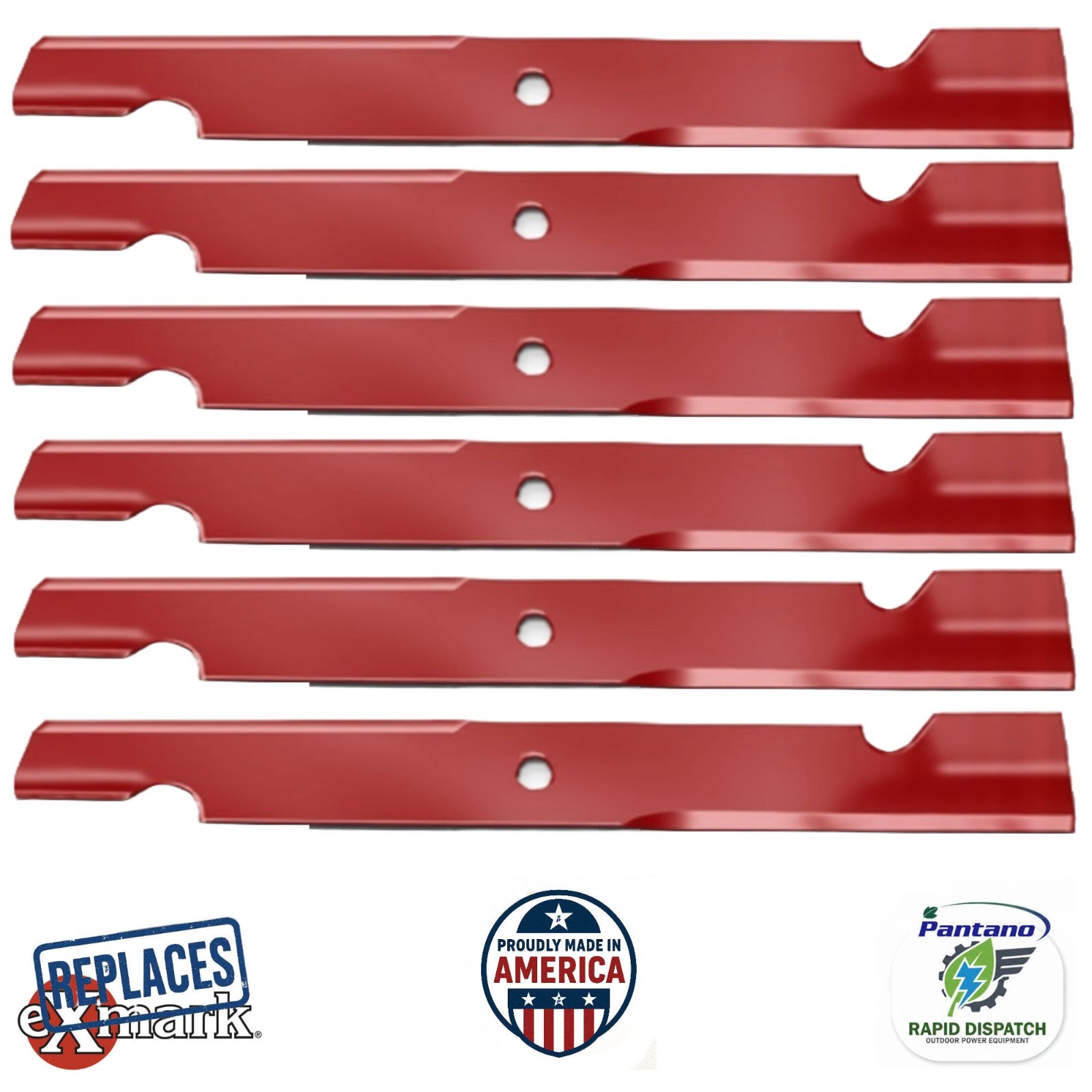 Notched High Lift Blade for Exmark Lazer Z 72" Deck | 15/16" Hole 103-6404-S 6PK gallery