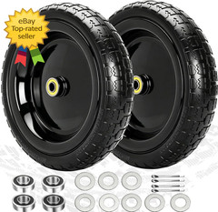 13″ Flat Free Wheels Replacement for GOR Garden Cart Tires 4.00 6 Solid Tires