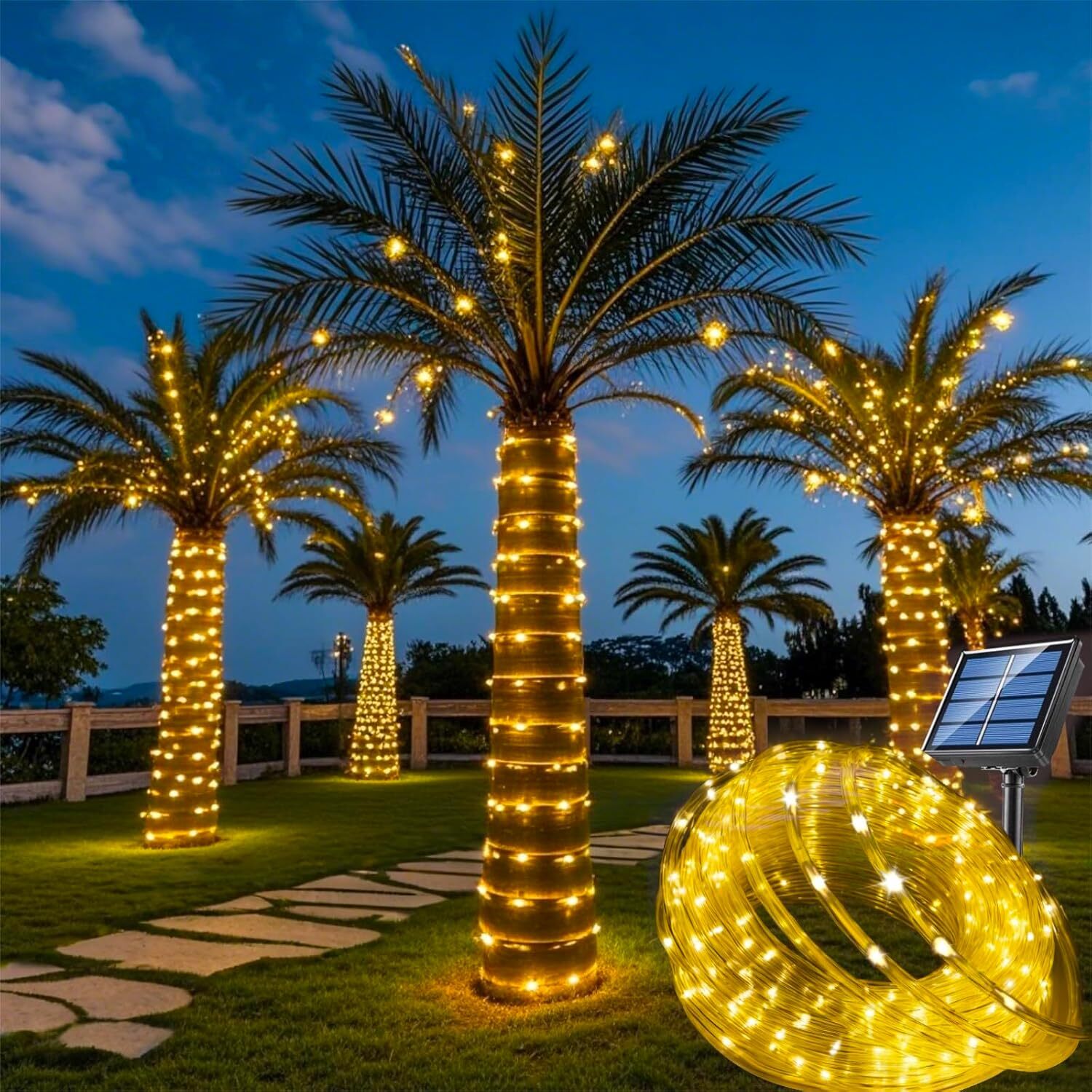 39FT Solar Rope Lights Outdoor Waterproof LED PVC Tube Fairy String Light Garden gallery