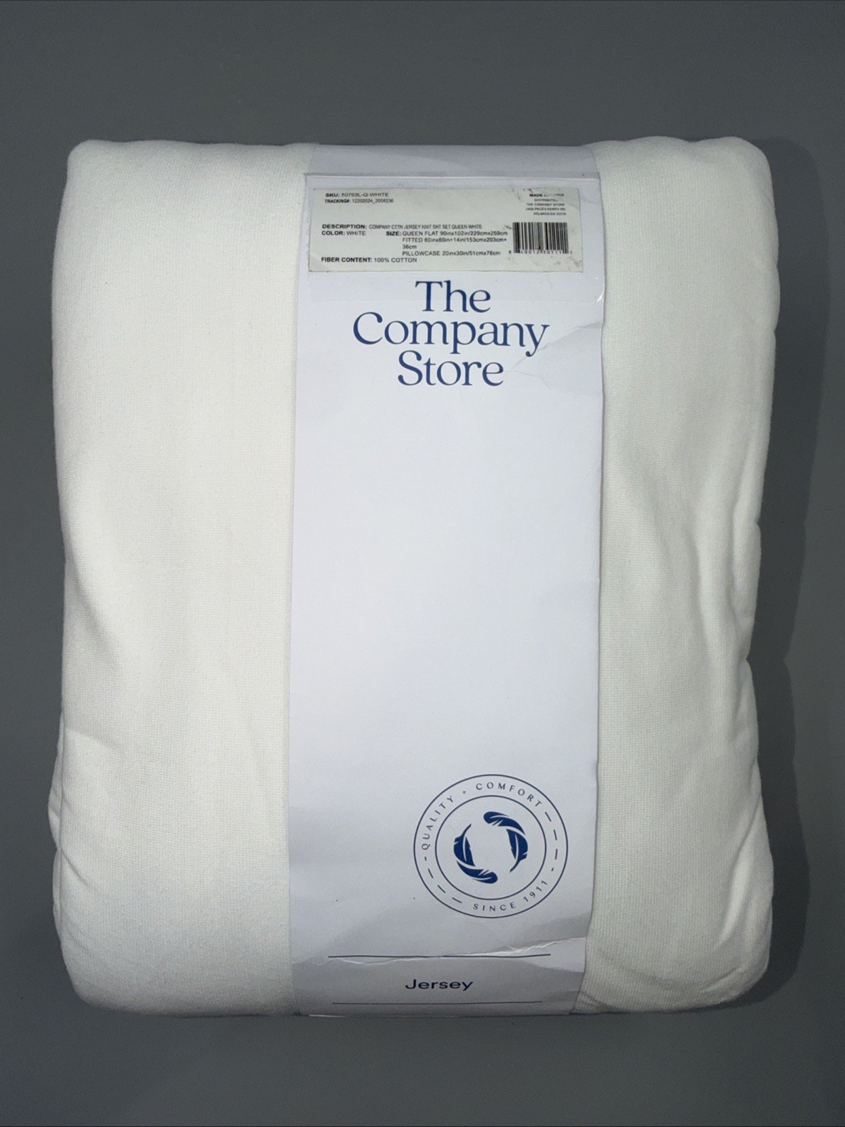 The Company Store- Jersey Knit Sheet Set - Cotton- White- Queen - New gallery