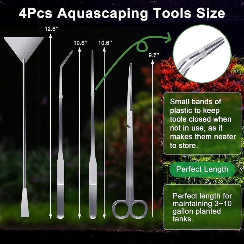 4Pcs Aquascaping Tools Kit Aquascape Tools Long Strong Planted Aquarium Tweezers gallery
