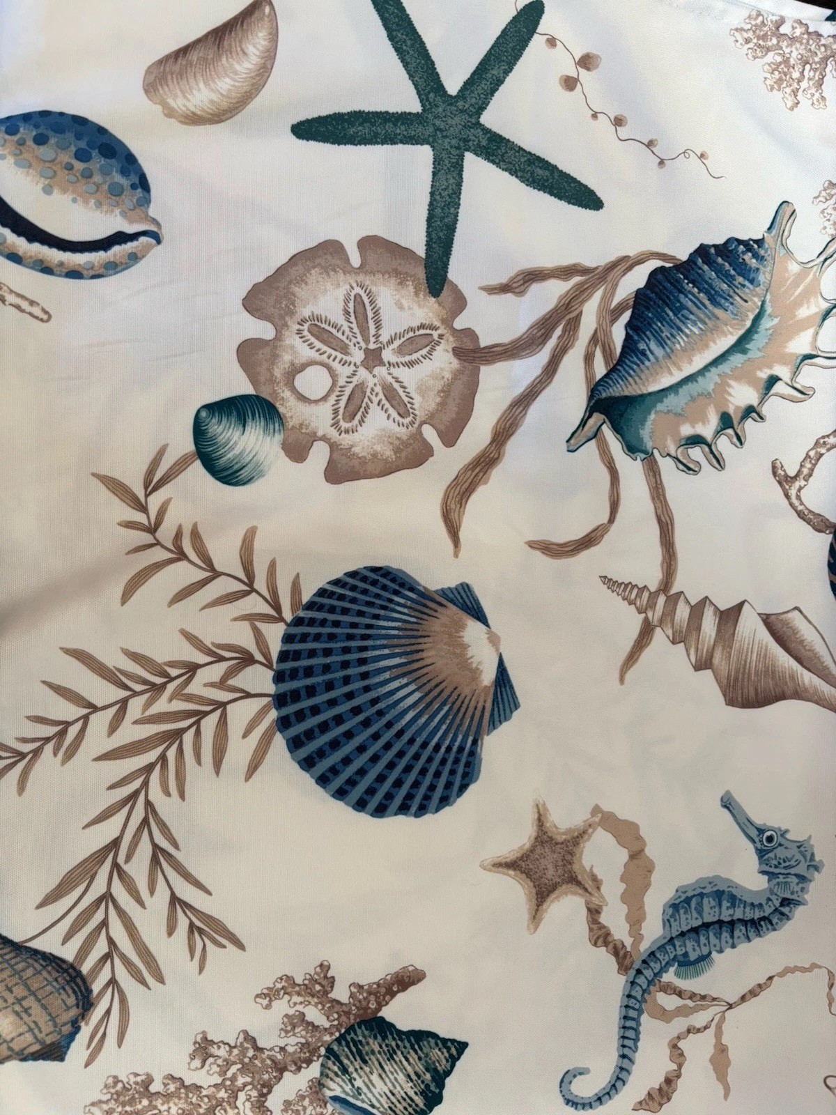 Ocean Tablecloth Shell Starfish Rectangle 82x58” Seahorse Off White Blue Beige gallery