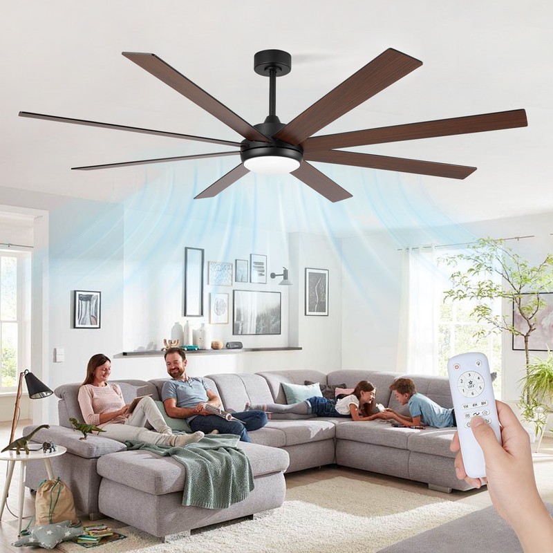 Large Outdoor Ceiling Fan with Light, 8 Blades Silent Reversible DC Motor, APP gallery