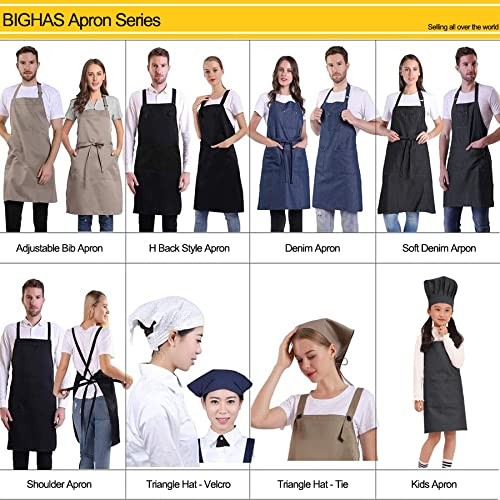 Adjustable Bib Apron with Long Ties for Women Men 18 Colors Chef Kitchen Cooking gallery
