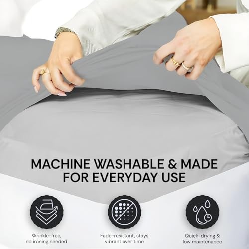 100% Egyptian Cotton Fitted Sheet Only, 800 Thread Count Twin XL Light Gray gallery