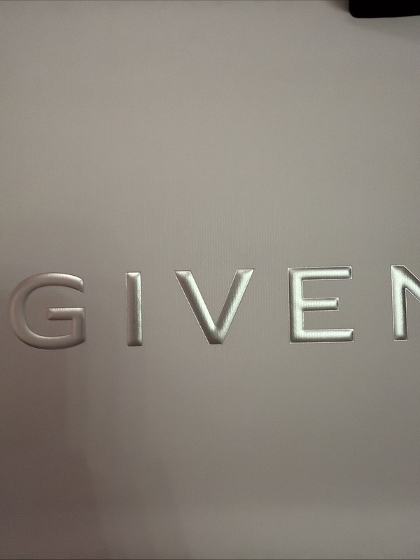 Authentic Givenchy White Silver Logo Paper Shopping Bag 4”x9”x10” gallery