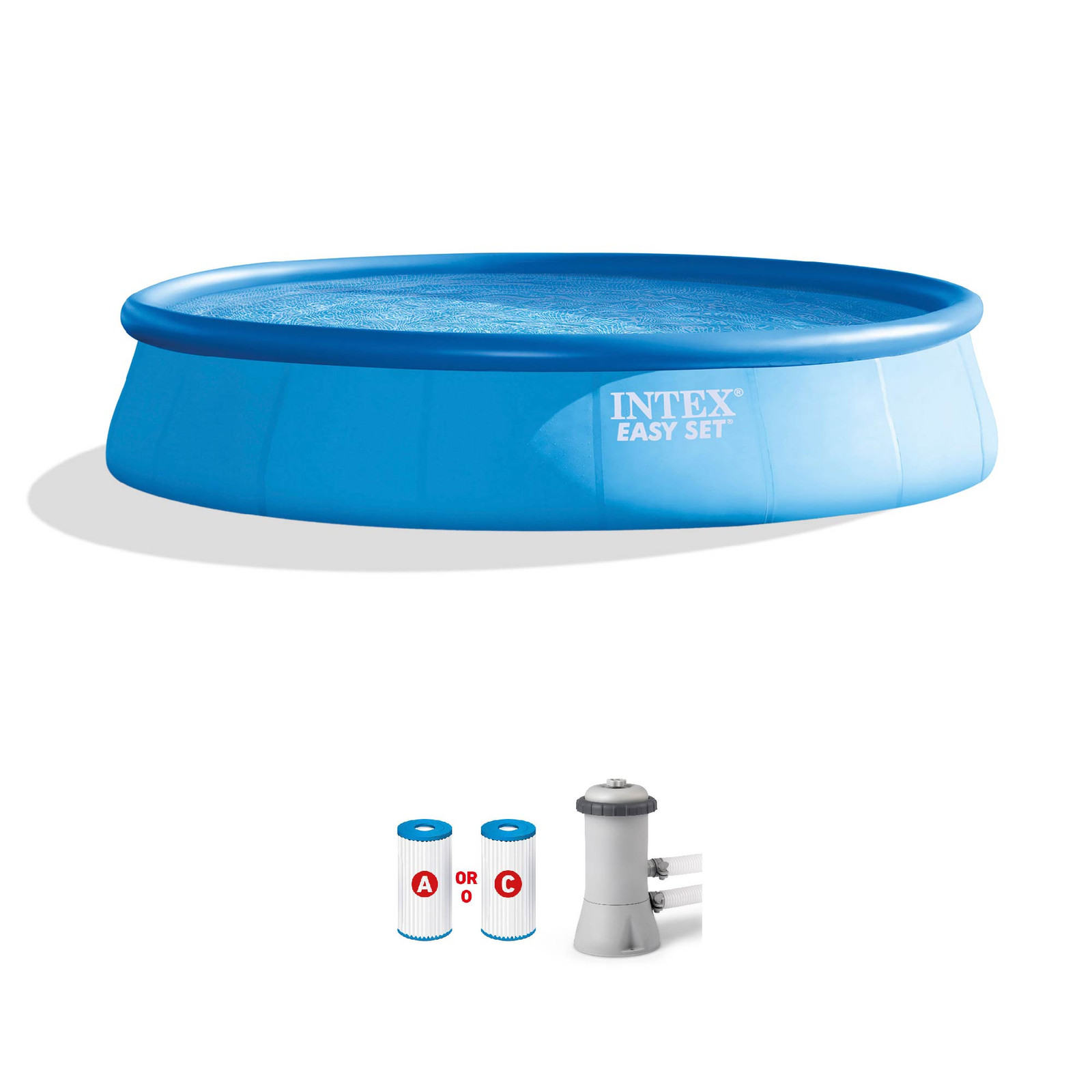 Intex Easy Set 15ft x 33in Inflatable Kid Family Swimming Pool with Filter Pump gallery