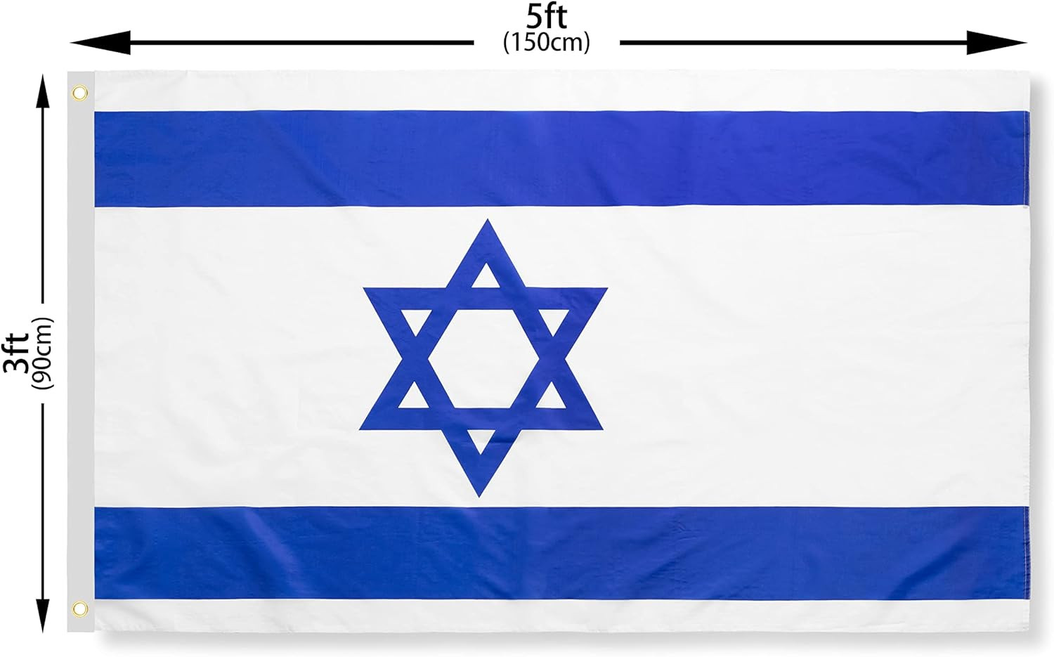 DANF Israel Flag 3X5 Ft Thick Polyester, Fade Resistant, Brass Grommets, Canvas gallery