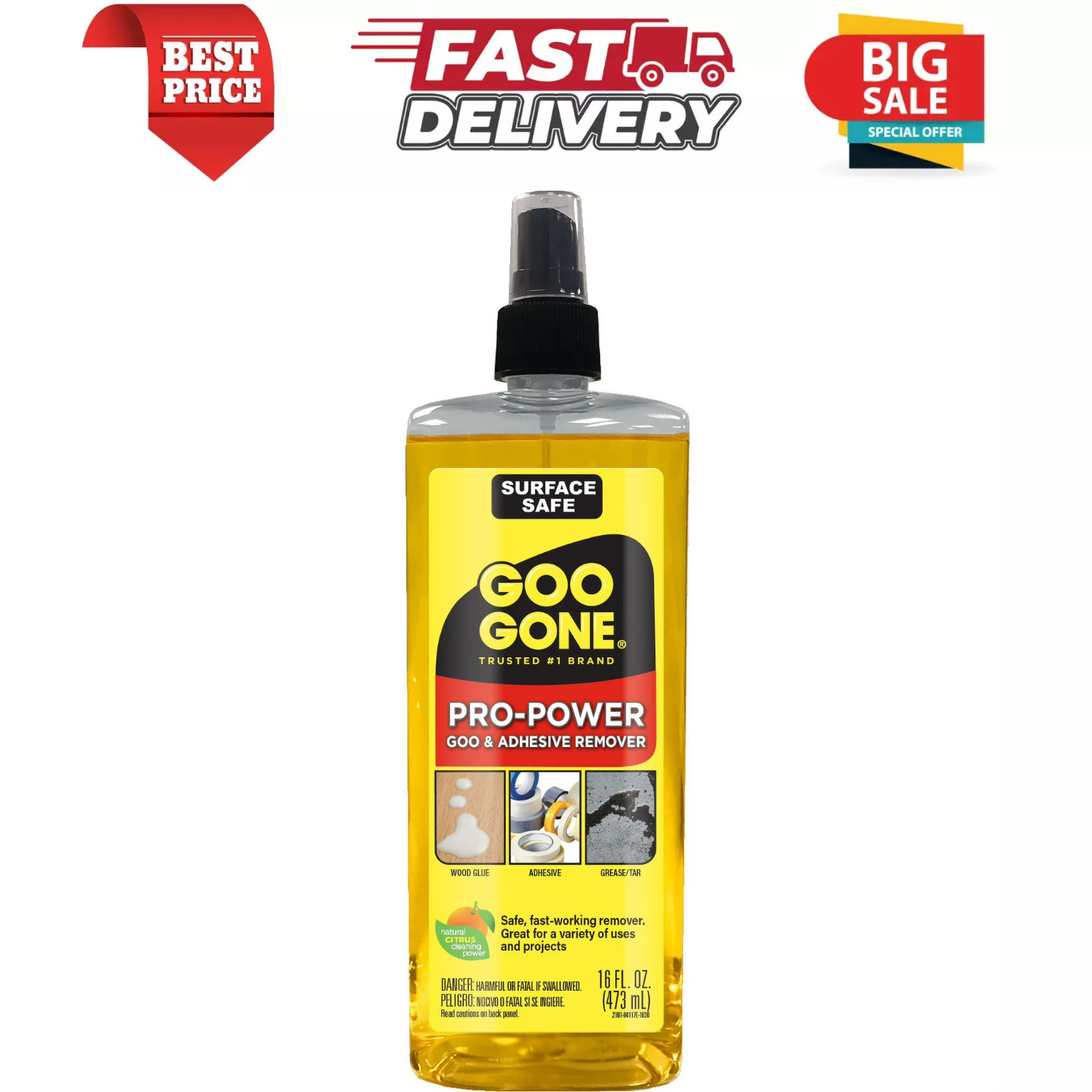 Goo Gone Pro-Power Goo & Adhesive Remover Pump Spray, Citrus-Based, 16 oz gallery