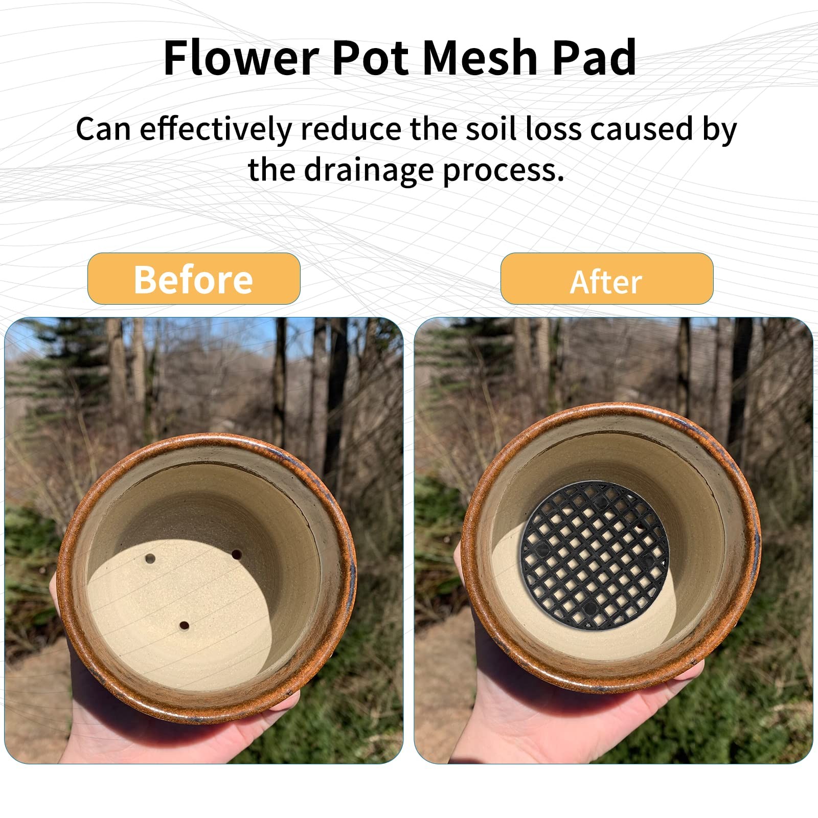 100pcs Plant Pot Mesh Hole Cover Bonsai Drainage Mesh Insert Flower Pot Hole Mes gallery