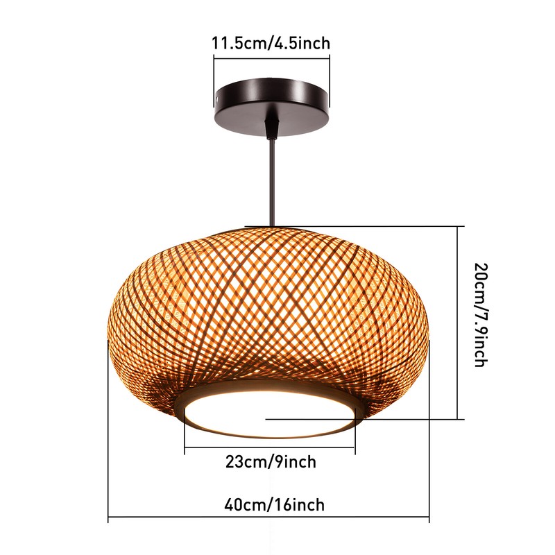 Hanging Lamp Wicker Basket Ceiling Light Shade Natural Bamboo Pendant Lampshade gallery