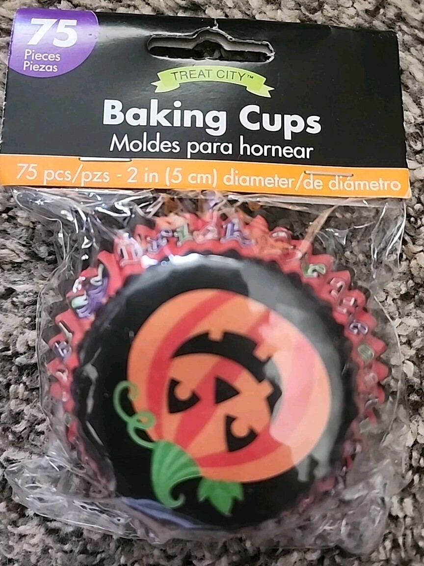 Treat City Baking Cups Papers Halloween Happy Pumpkin Solid Print 2" Cup gallery
