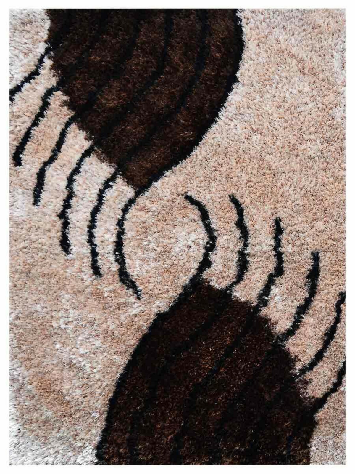 Hand Tufted Shag Polyester Area Rug Contemporary Beige Brown BBH Homes BBK00063 gallery
