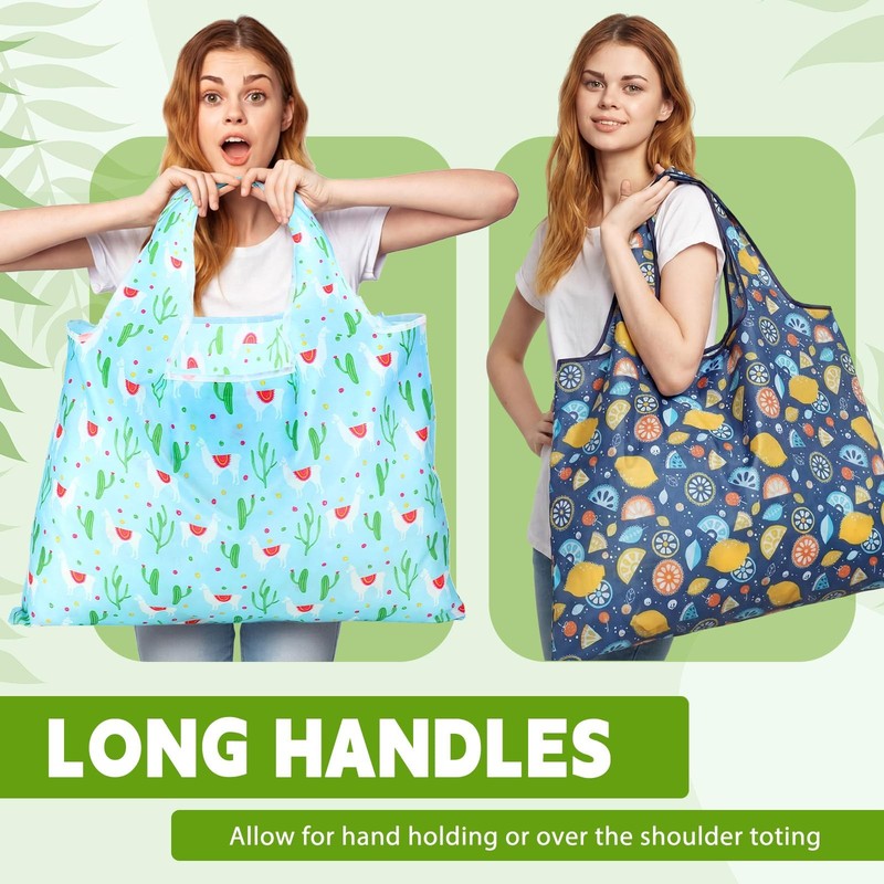 Sunnymove 15 Pcs Extra Large 55lbs Foldable Reusable Grocery Bag 210d Large Tote gallery