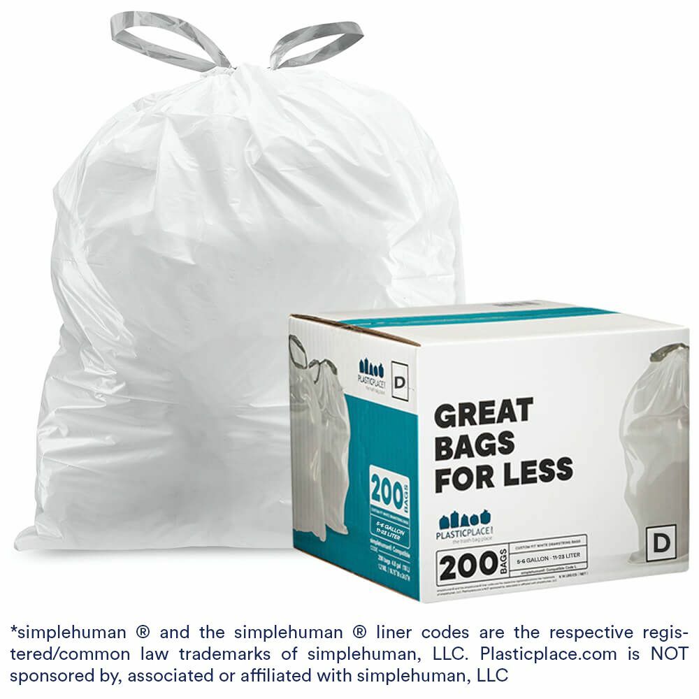 Plasticplace Custom Fit Trash Bags Compatible with simplehuman Code D, 200 Count gallery