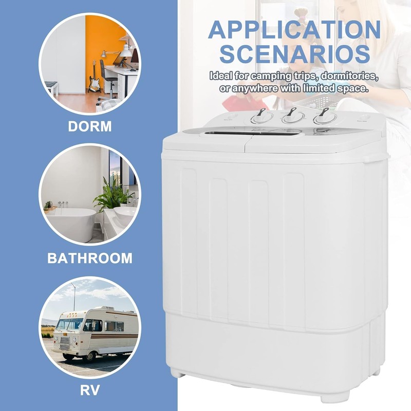 Portable Mini Washer & Spin Dryer Combo – White Compact Design gallery