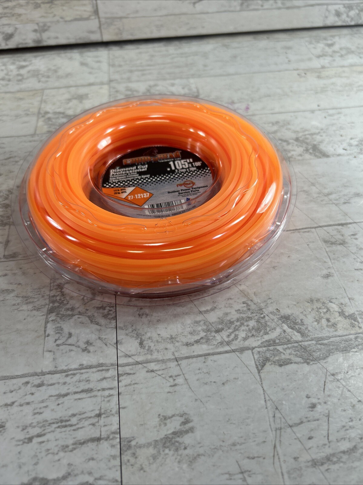 27-12137 Rotary Orange Nylon Diamond Cut Trimmer Line .105"x100' 1/2lb Donut gallery