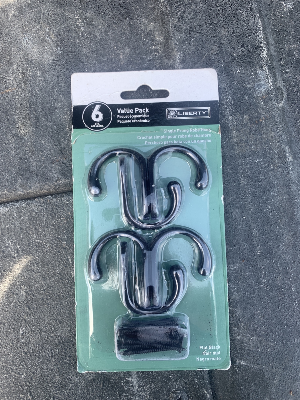 Liberty 6-Pack Single Prong Robe Hook Black gallery