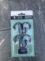 Liberty 6-Pack Single Prong Robe Hook Black
