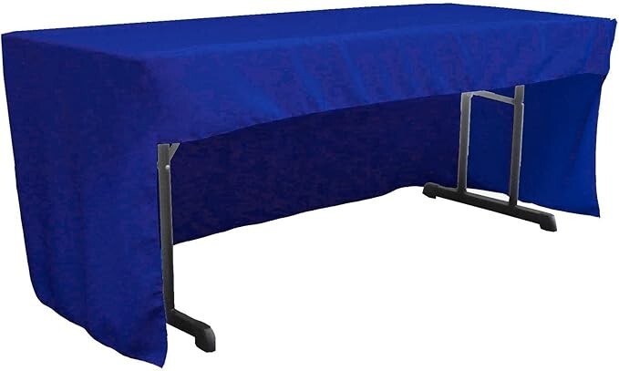 LA Linen Open Back Bridal Satin Rectangular Fitted Tablecloth 72x30x30 Blue TF gallery