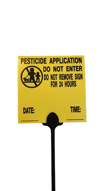 Pesticide Application Warning Signs with Stakes 6" x 6" Yellow Signs - 16" Stake gallery
