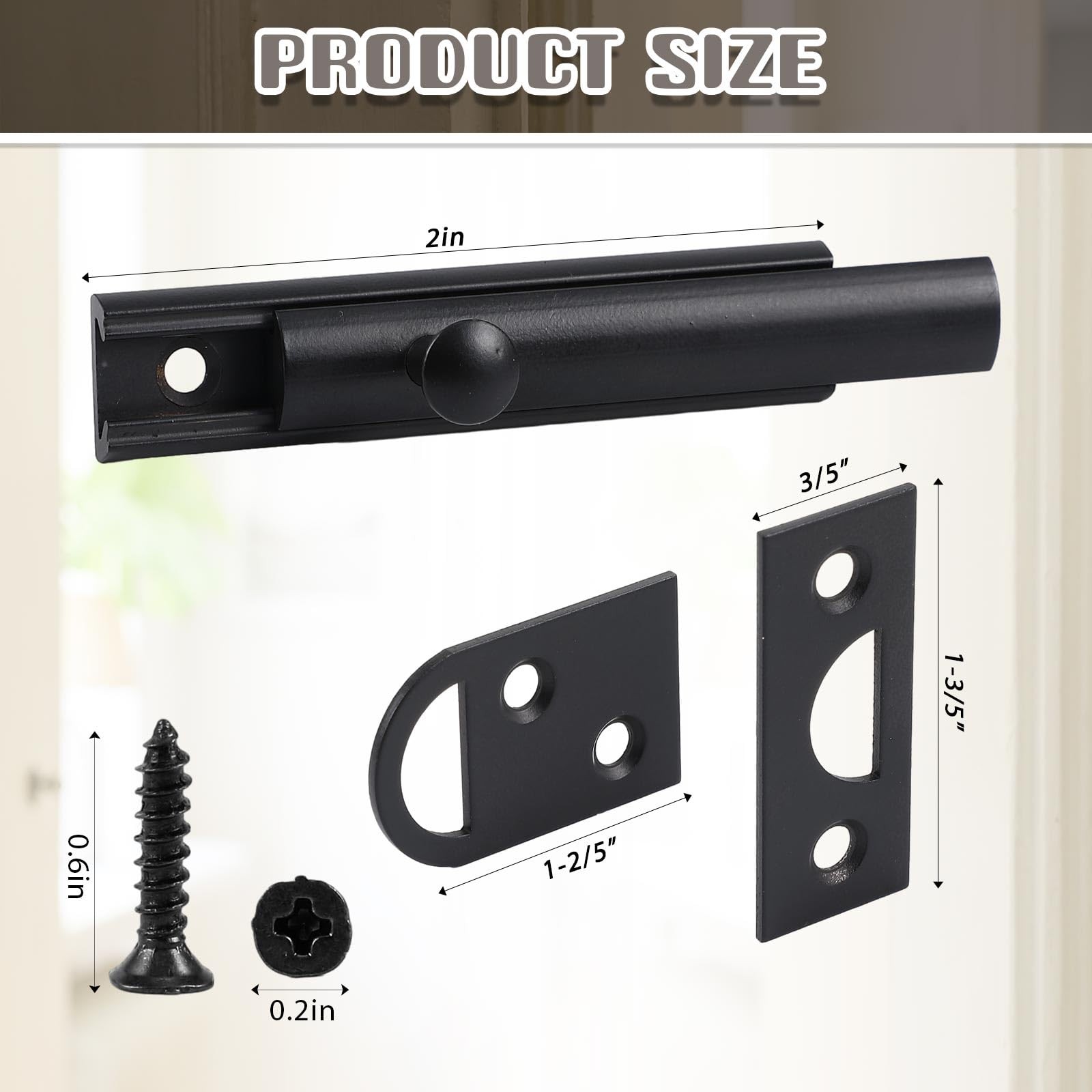 4 Pcs Solid Brass Surface Bolt Door Slide Bolt Door Latches for Top of Door S gallery