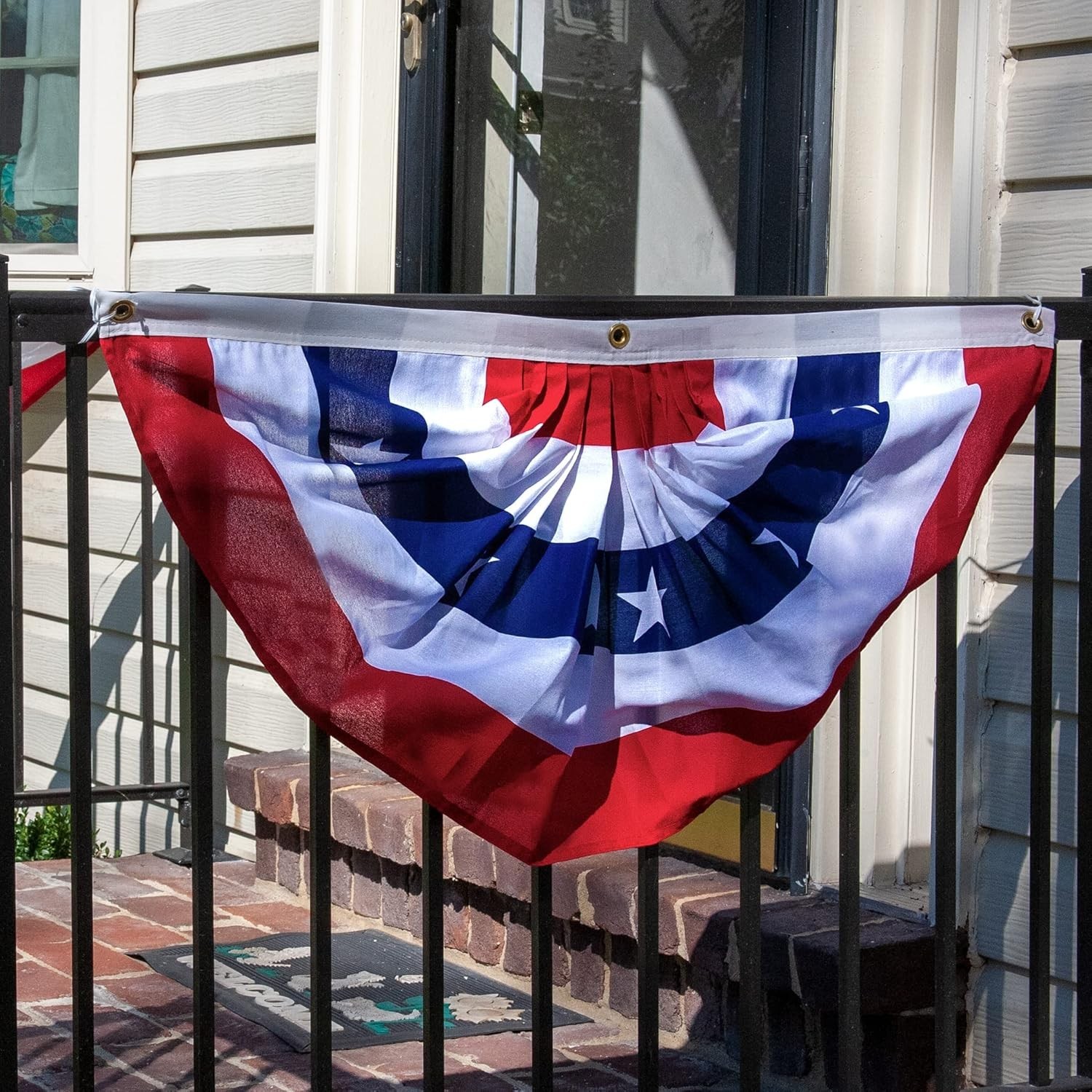 Valley Forge® American Fan Flag 1.5' x 3' Polycotton Sentinel® 100% Made in... gallery