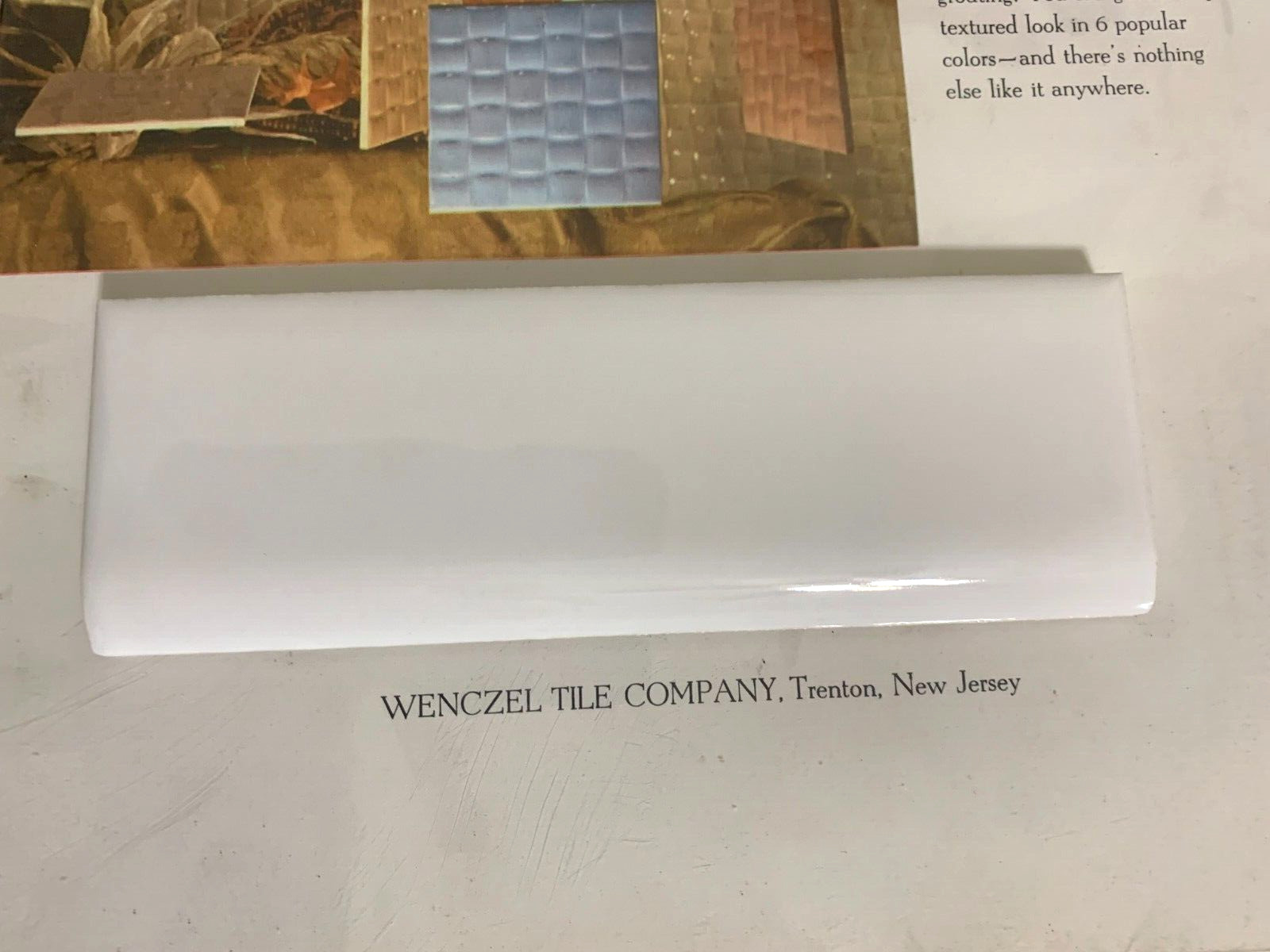 Vintage Wenczel Ceramic 2" x 6" Flat Surface Bullnose *White* Gloss gallery