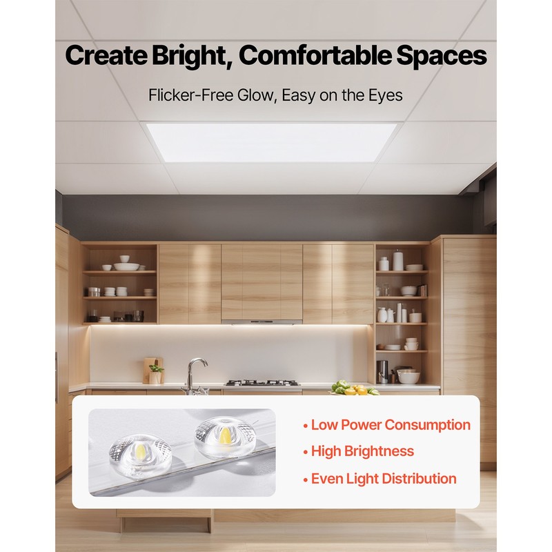 2x4 FT LED Flat Panel Light 7800LM 50W Ceiling Light Fixture 4000K/5000K/6000K gallery