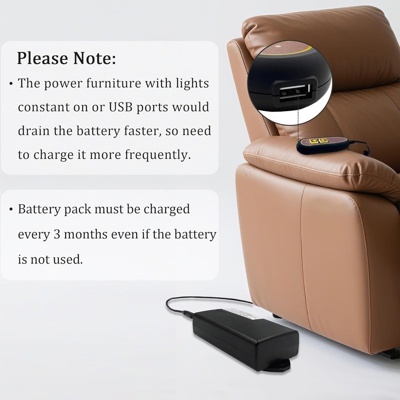 5000mAh Wireless Rechargeable Battery Pack for Power Recliners & Sofas Cord-Free gallery