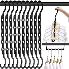 Space Saving Hangers 10PCS Magic Hangers 5 Holes Sturdy Plastic Clothes Close…