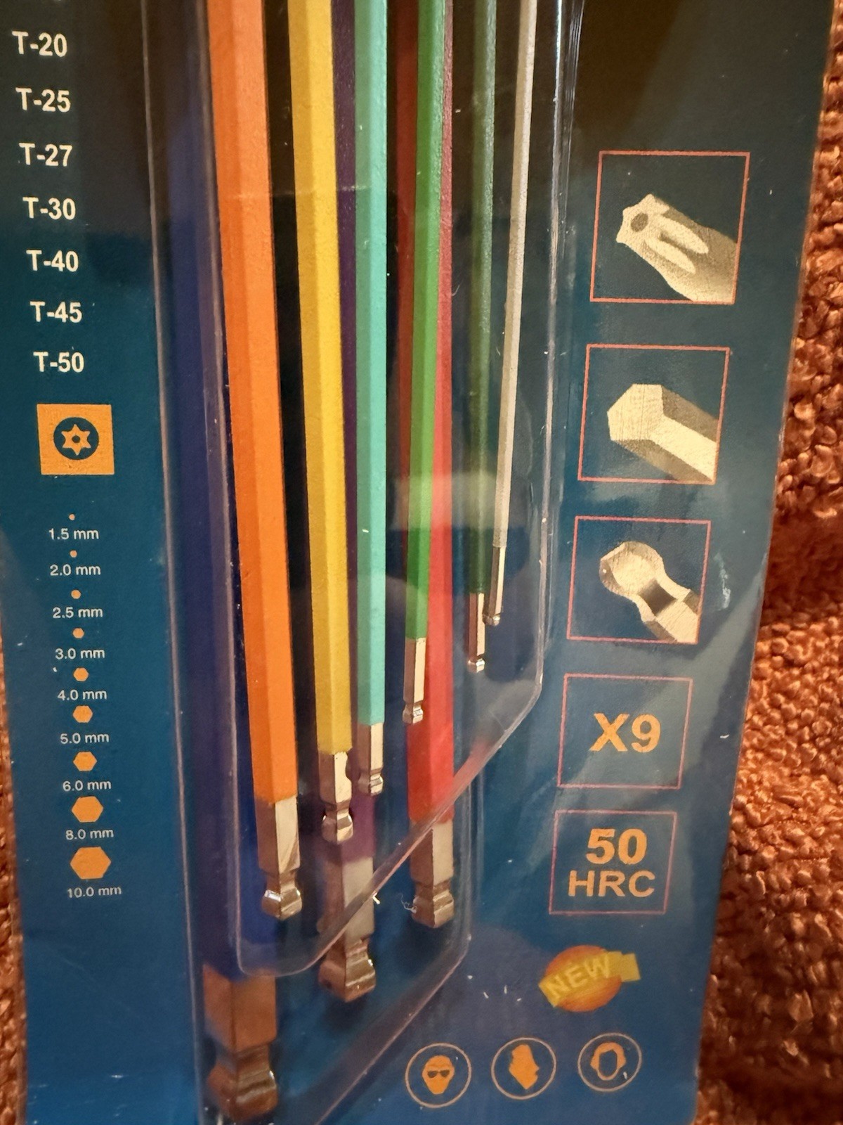 9 Piece Ball Point Hex Key Tool Set Color Chrome Vanadium Steel JJH9011 New gallery