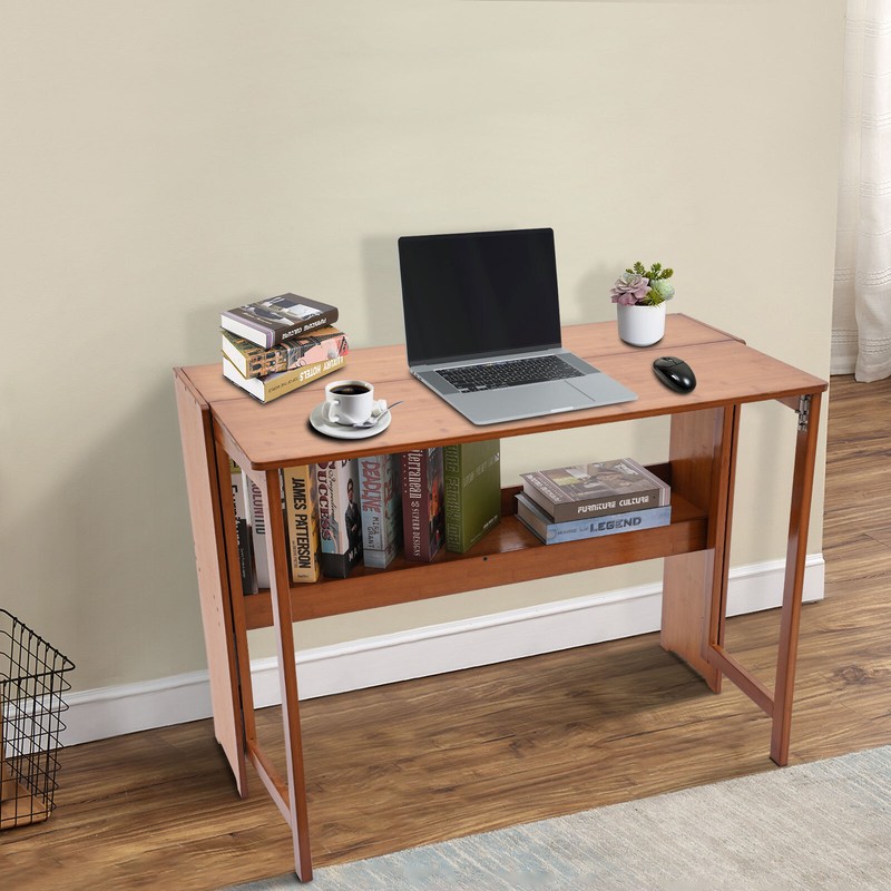 Foldable Bamboo Desk – Space-Saving Home Office Writing Workstation gallery